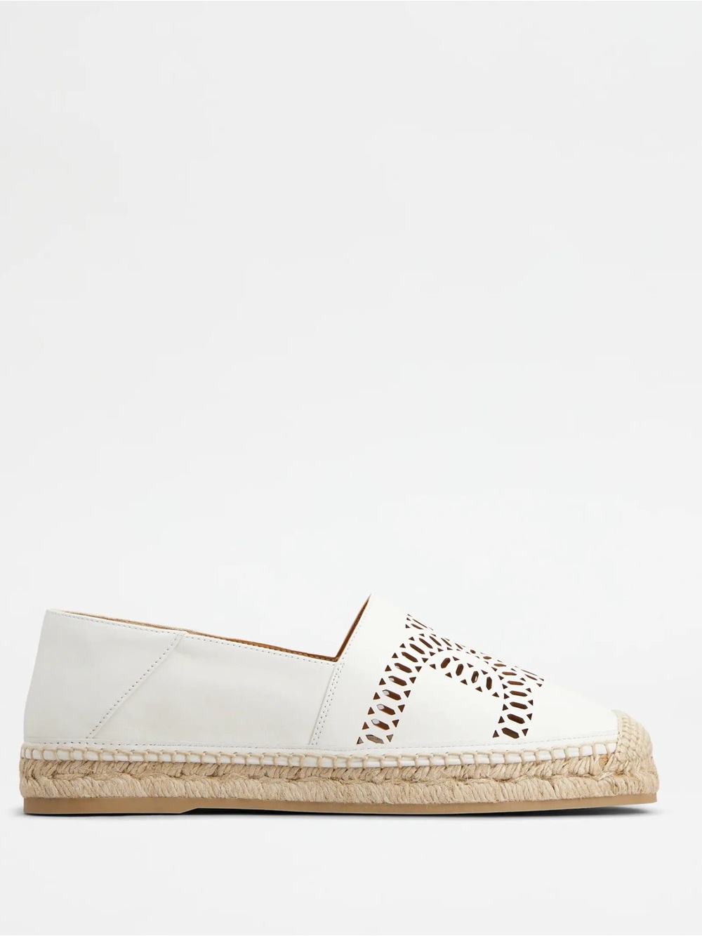 TOD’S Women's White Leather “Kate” Espadrille Slip-Ons - Size 38